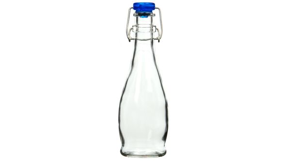 Small flip top glass bottle