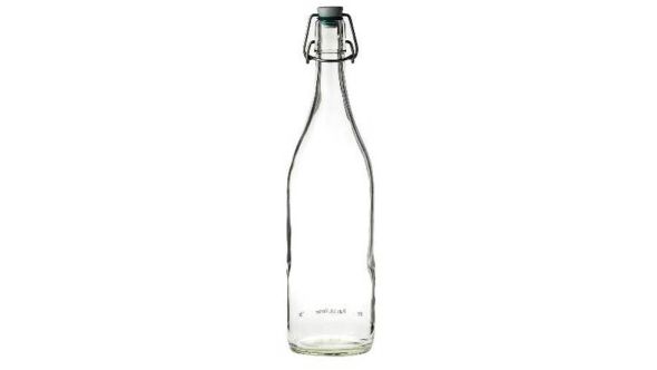 1 Litre flip top water bottle with a ceramic top green washer