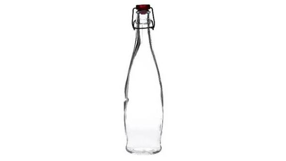 1 Litre flip top water bottle with a red plastic lid