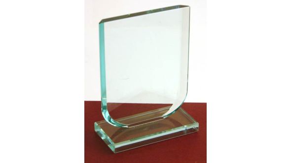 15cm Single facet jade green shield award
